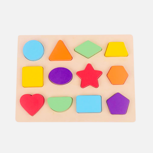 Wooden Shape Sorting Puzzle Board for Toddlers - Montessori Educational Toy