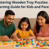 kid and parents playing Wooden Tray Puzzles game