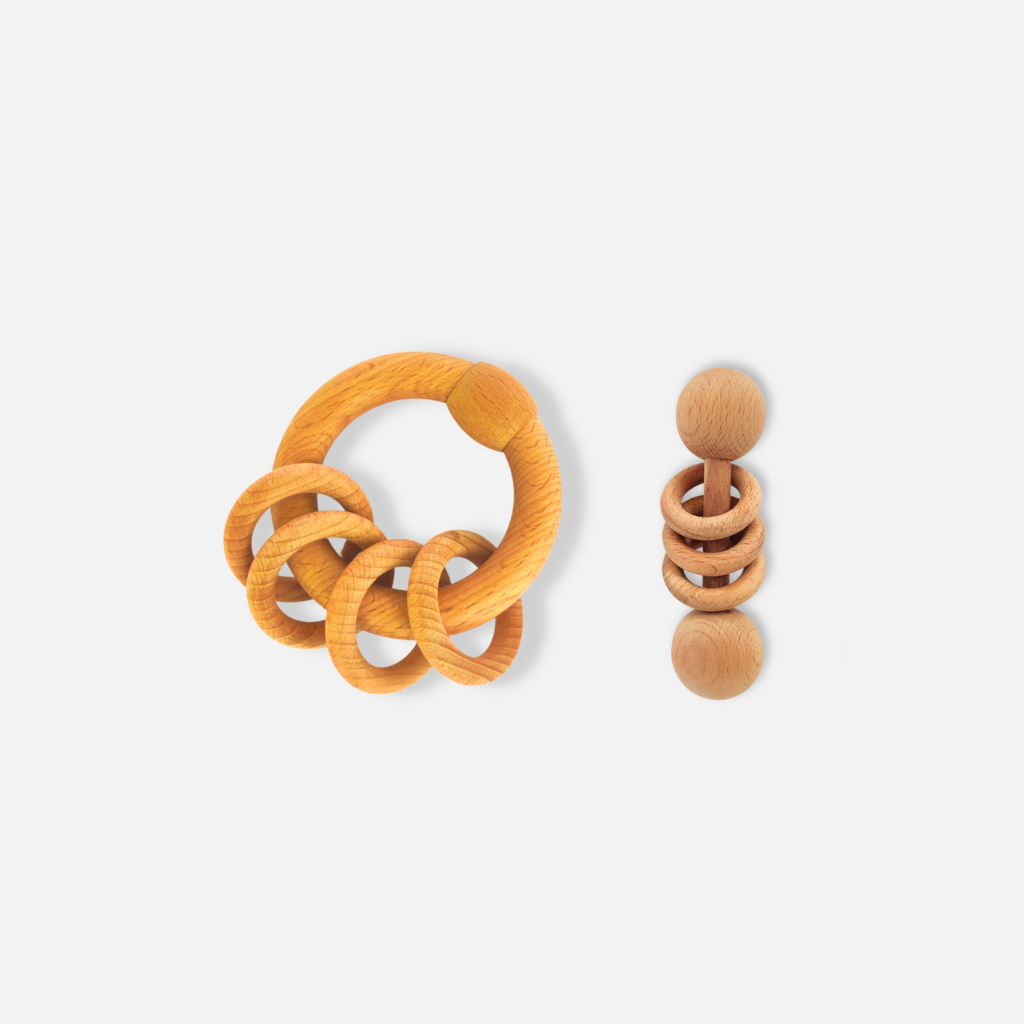Baby Rattles Teether Toys, Grasping Toy Sensory Teething Rattle For