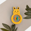 Wooden Rabbit Shaped Rattle with Colorful rings