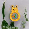 Wooden Rabbit Shaped Rattle with Colorful rings