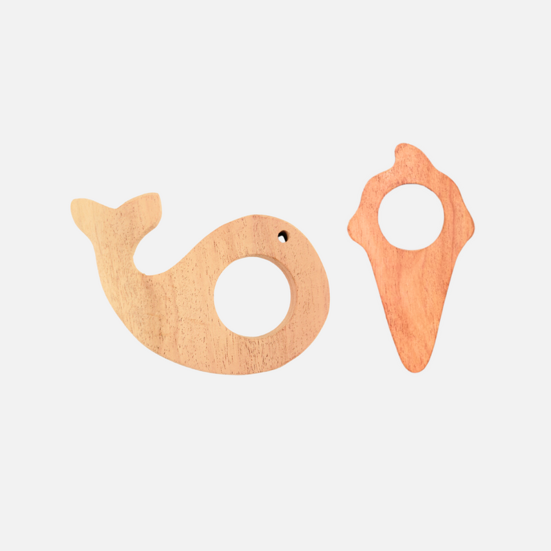 Neem Wood Teethers - Ice-cream Cone, Whale Shapes