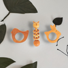 Neem Wood Teethers Rattles Combo- Bird, Rabbit Shapes and Dumbbell Rattle