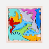 Dinosaur Puzzle - Wooden Square Tray with different Dinosaur Blocks