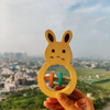 Wooden Rabbit Shaped Rattle with Colorful rings