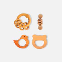 Gift Perfect: Neem Wood Teether Set & Natural Rattle Duo