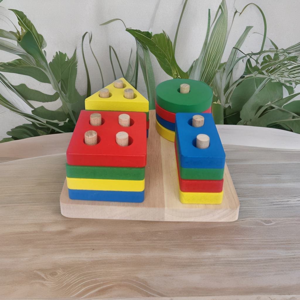 Pattern Shape Stacker Erenjoy's Geometric Shape Stacker Square - Learn Shapes & Colors