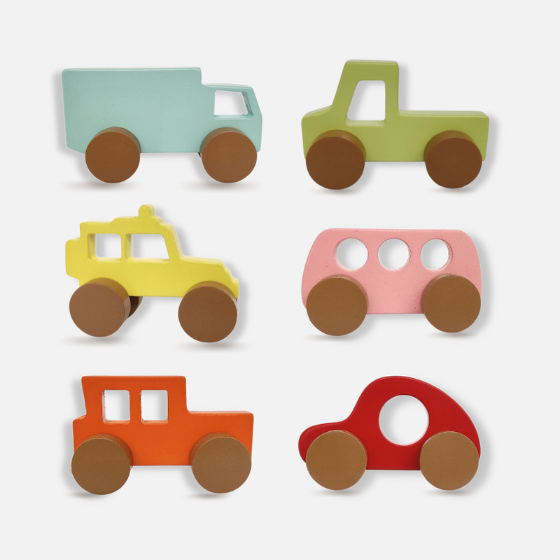 Wonder Wheels: Wooden Vehicles Set for Little Explorers (Set of 6)