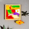 Erenjoy Vegetable Puzzle - Wooden Square Tray with Vegetable Blocks