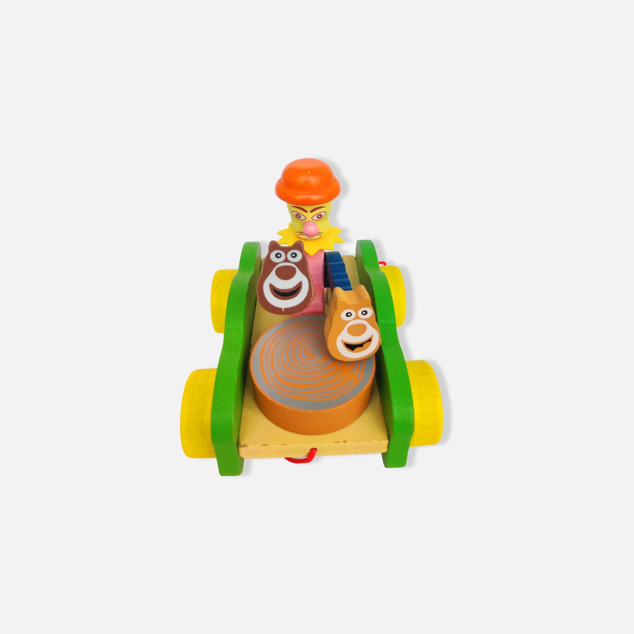 Expressive Face Drum Car: Wooden Toy with Moving Drum – Erenjoy