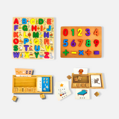 Montessori Wooden Learning Gift Set ABCs, Numbers & Math Mastery