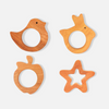 Neem Wood Teethers - Bird, Rabbit, Apple, Star Shapes