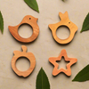 Neem Wood Teethers - Bird, Rabbit, Apple, Star Shapes