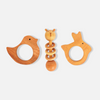 Neem Wood Teethers Rattles Combo- Bird, Rabbit Shapes and Dumbbell Rattle