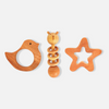 Neem Wood Teethers Rattles Combo - Bird, Star Teether and Dumbbell Rattle