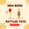 New Born Gift Set of 2 Rattle: Red Maraca, Dumbbell Shape