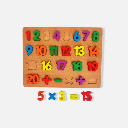 Wooden Montessori Number Board 1-20 - Counting Blocks with Arithmetic Operations