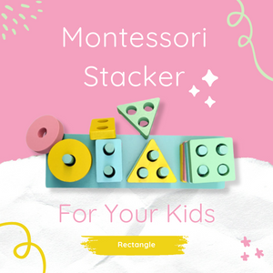 Rectangle Montessori Stacker - Unique Geometric Blocks Shape