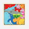 Sea Creatures Puzzle - Wooden Square Tray withSea Creatures Blocks