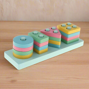 Rectangle Montessori Stacker - Unique Geometric Blocks Shape