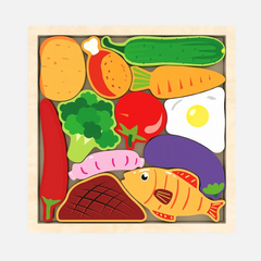 Veggies/Non-Veggies Puzzle - Wooden Square Tray