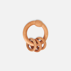 Natural Wood Ring Rattle - Montessori Inspired 3 Inside Rings for Sensory Play