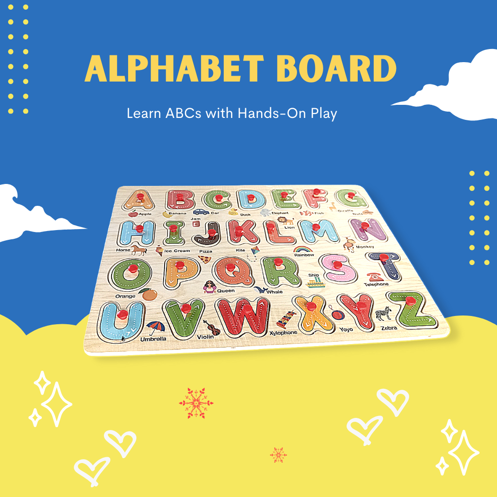 Learning Board Abc Interactive Wooden Alphabet Board with Knobs: Learn ABCs with Hands-On ...