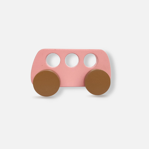 Pink Wooden Bus Playset