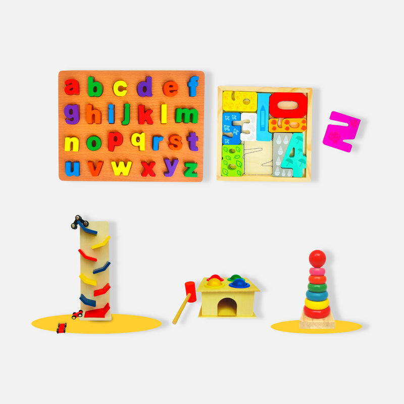 Wooden Baby Play Gift Combo: Stacker & Puzzle for Early Growth