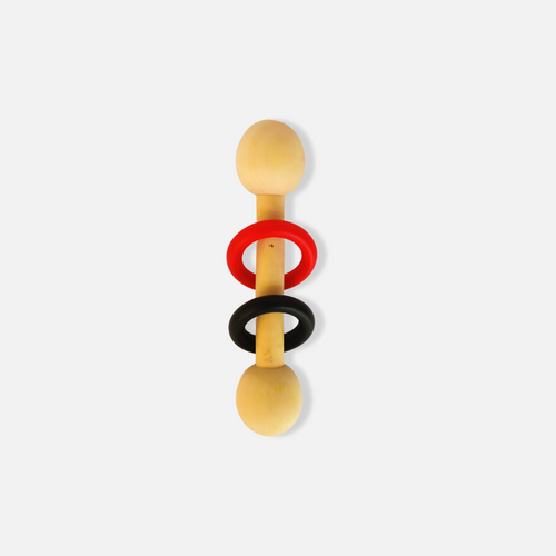 Wooden Dumbbell Rattle - 2 Contrasting Color rings