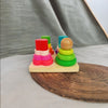 Wooden Shape Sorter Toy - Montessori Square Stacker with Assorted Geometric Blocks