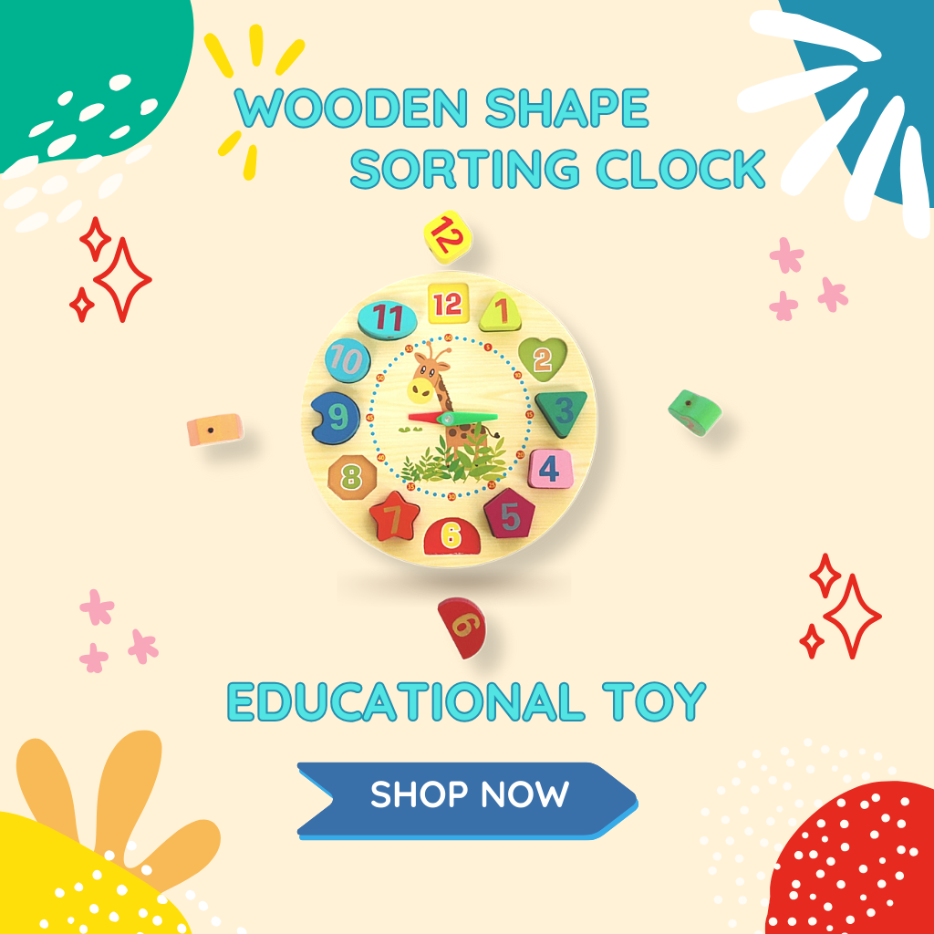 Wooden Shape Sorting Clock for Kids Fun Time Learning Toy Erenjoy