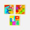 Erenjoy Wooden Square Tray Puzzle Block Combo - Numbers, Sea Creatures, and Vegetables