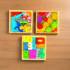 Wooden Square Tray Puzzle Block Combo - Numbers, Sea Creatures, and Vegetables